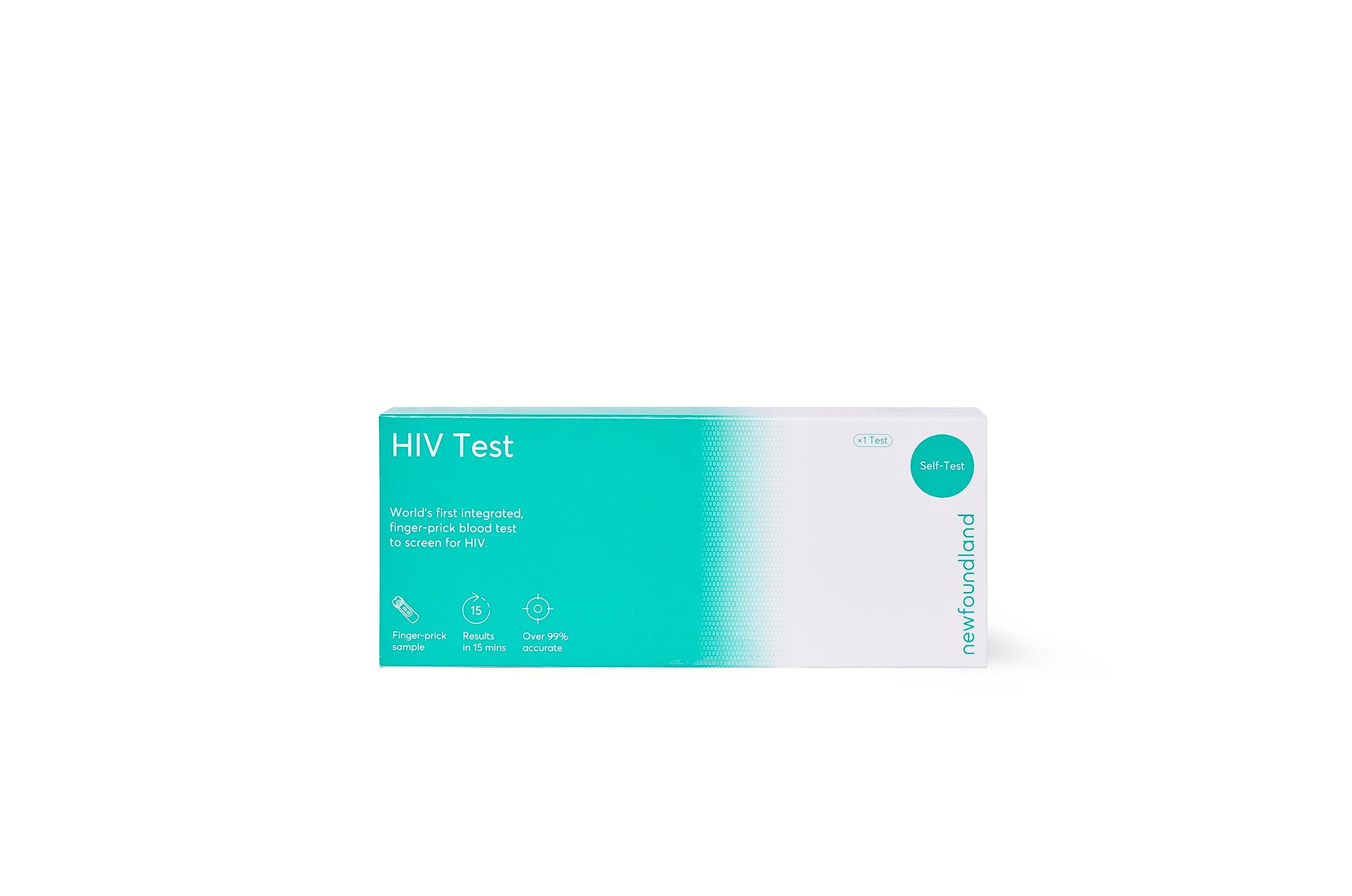 Newfoundland Newfoundland HIV Test Kit - 1 Test - HIV Positive Detection - 99% Accurate Home Test for Viral Load Levels - CE Certified - Blood Test Kit for HIV-1, HIV-2 Immunodeficiency - Detect Early HIV Signs