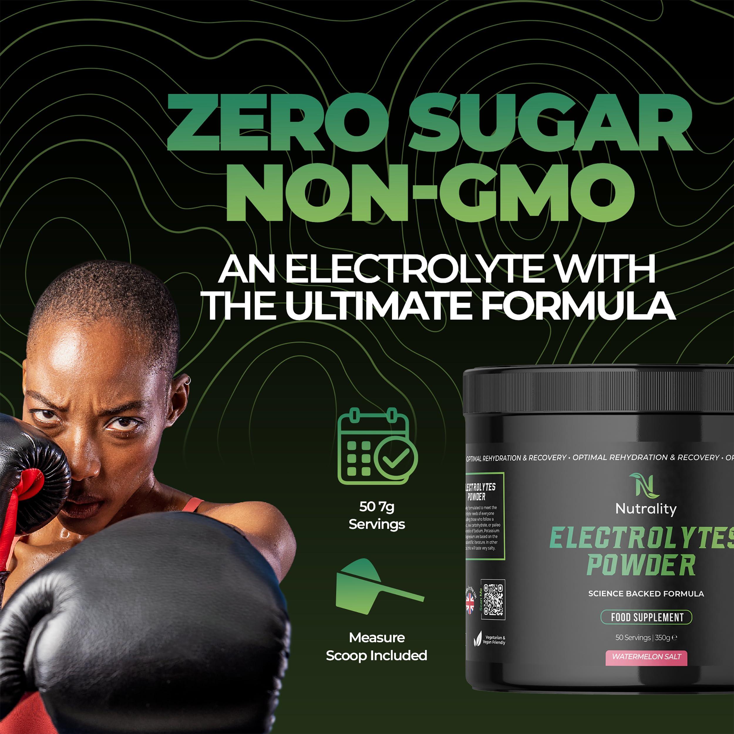 Nutrality Nutrality Electrolytes Powder 350g | Vegan | Sugar, Calcium & Artificial Flavour Free | Keto Electrolytes, Paleo Hydration | 1000mg Sodium, 200mg Potassium & 60mg Magnesium | 50 Servings | Watermelon