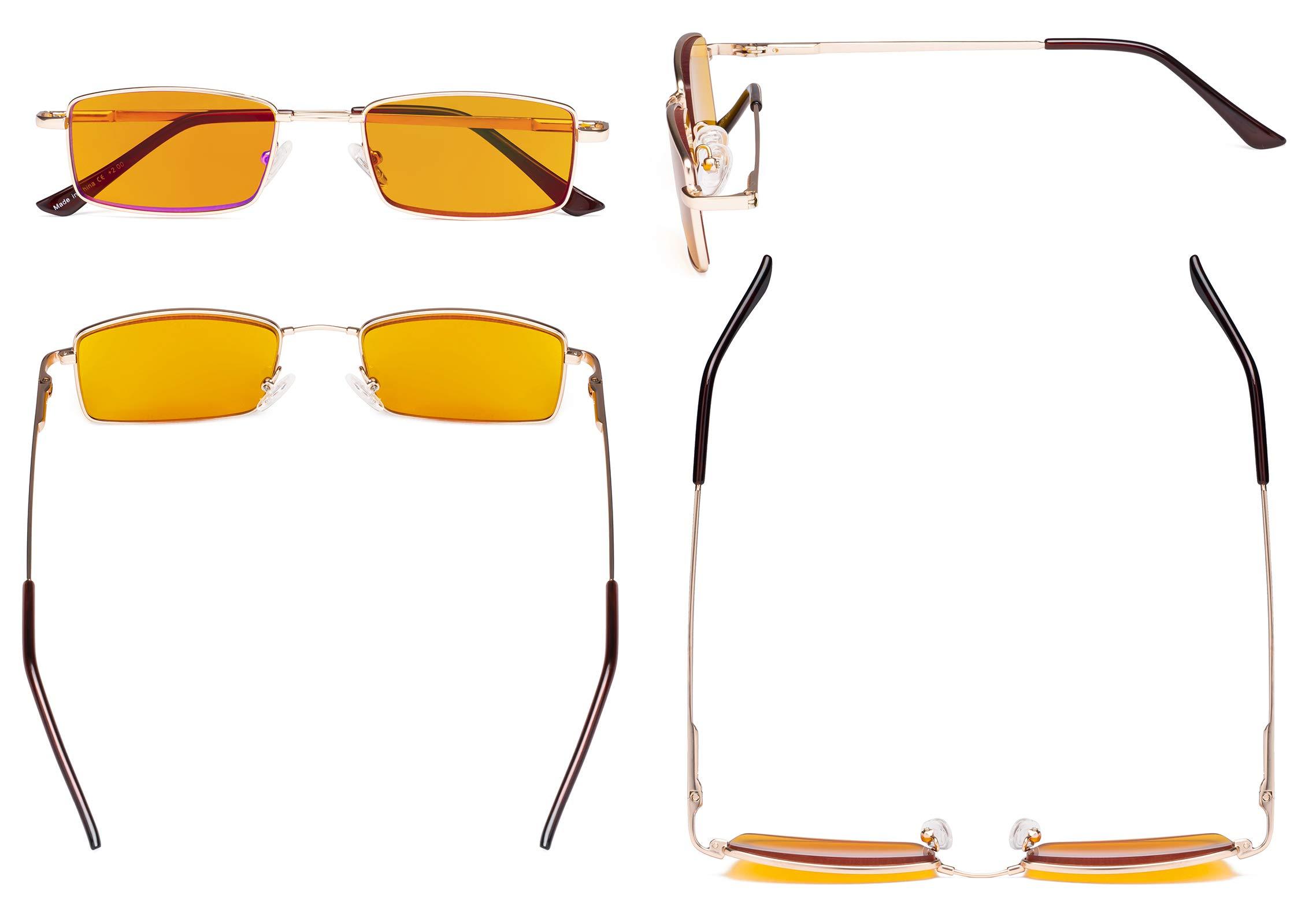 Eyekepper Eyekepper Blue Light Blocking Reading Glasses with Orange Tinted Filter Lens for Night Use - Memory Titanium Bridge Computer Readers Women Men -Gold +1.75