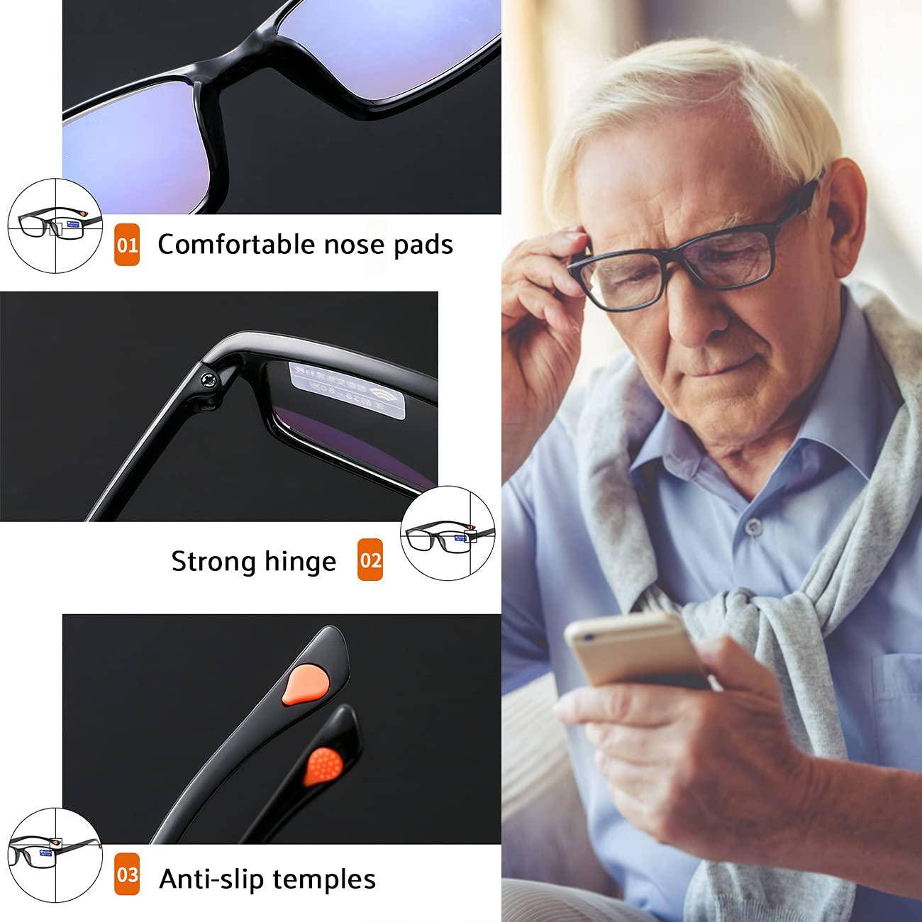Lnobern ZhiLianZhao Men Women Lightweight Reading Glasses Eyeglasses, Lighted Magnifier, with Magnification (+1.0~+4.0), for Men And Women Led Readers Fashion Glasses,+3.0