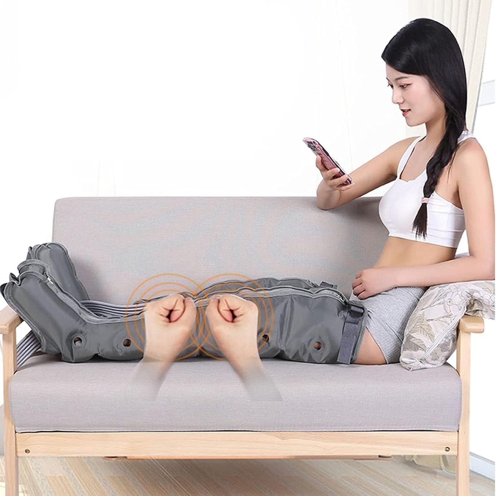 PODEC 8 Cavity Air Compression Leg Massager, Pneumatic Leg Wrap Pressure Machine, 30min Timer and Pressure Adjustable, Relax Blood Circulation Rehabilitation, for Relieve Pain, Varicose Veins