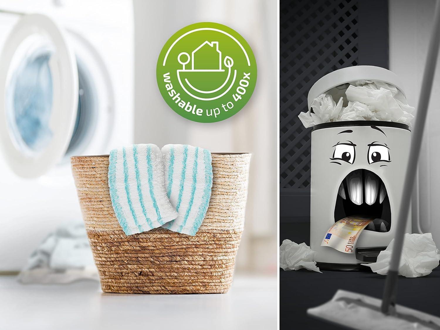 Leifheit Leifheit Profi XL Micro Fibre Mop, Deluxe 42 cm Large Flat Mop Head, Floor Mop with Universal Joint for Easy Steering, Turquoise