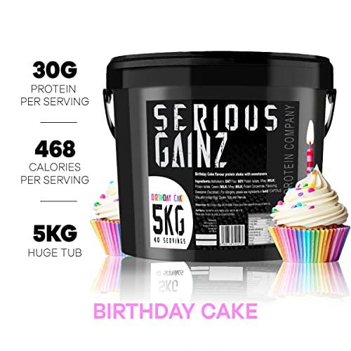 The Bulk Protein Company The Bulk Protein Company, SERIOUS Gainz - Whey Protein Powder - Weight Gain, Mass Gainer - 30g Protein Powders (Birthday Cake, 5kg)