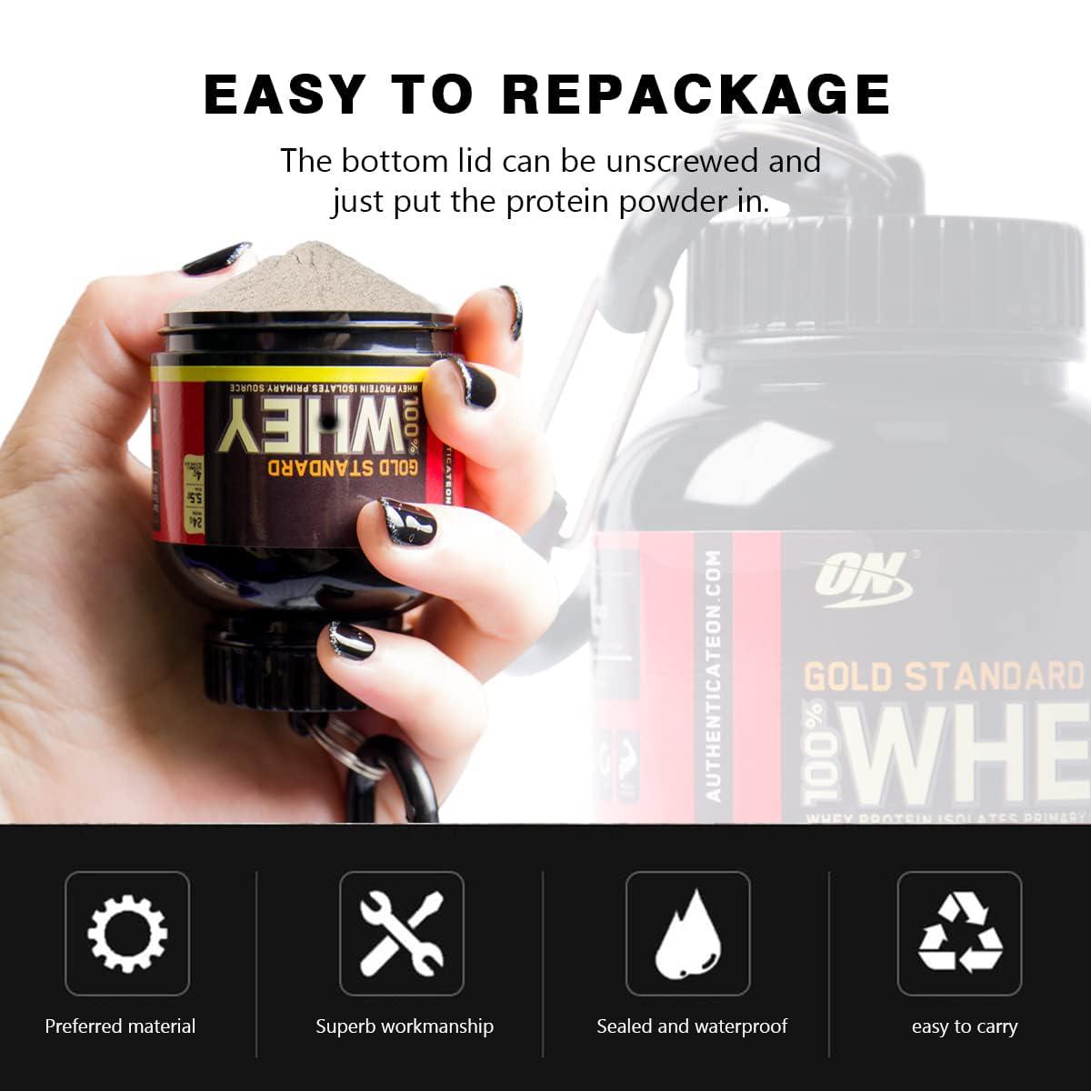 FreshCart Basics Protein Bottle Portable Mini Container Outdoor Sports Nutrition Supplements Powder Storage To-Go Container Keychain Funnel Pill Box Small Water Cup Keychain Gym Workouts Fitness Travel (100 ml)