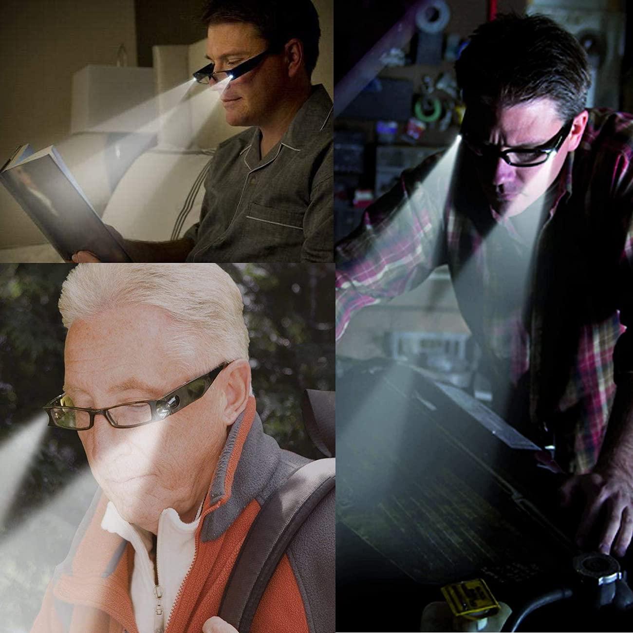 Lnobern ZhiLianZhao Reading Glasses with Led Light, Magnifying Eyeglasses with USB Charging, Not Easy to Break, Easy to Carry for Unisex Lighted Nighttime,Black,3.5