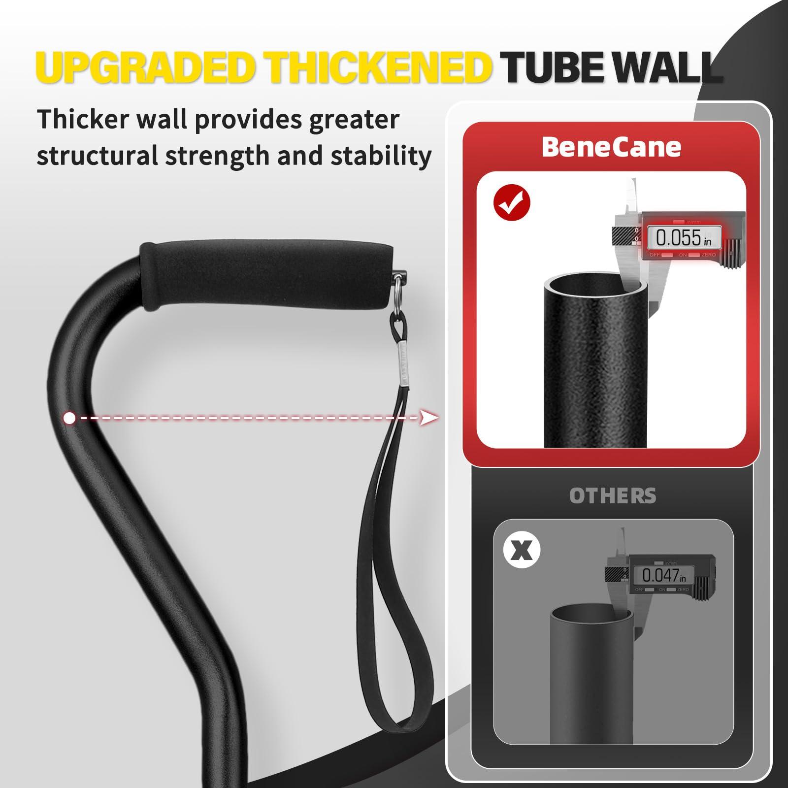 BeneCane BeneCane Walking Cane Adjustable Cane with Offset Soft Cushioned Handle for Men & Women Lightweight Comfortable Extra Stability Base Mobility Aid for Men Women and Seniors