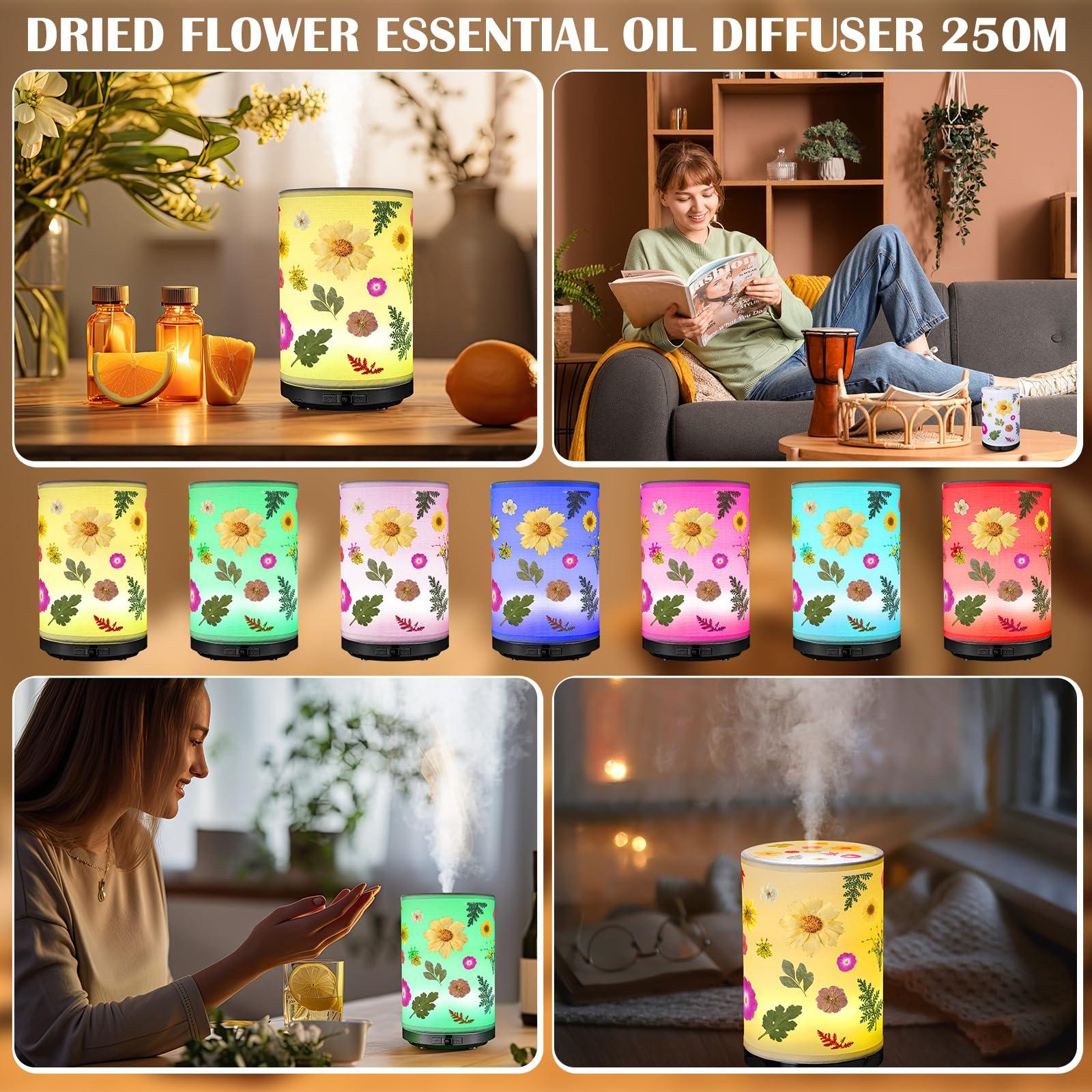 Rossesay Rossesay Dried Flower Essential Oil Diffuser 250ml Snowman Ceramic Diffuser Essential Oil for Cute Small Aromatherapy Diffusers Humidifier Gifts for Home Office Decorations