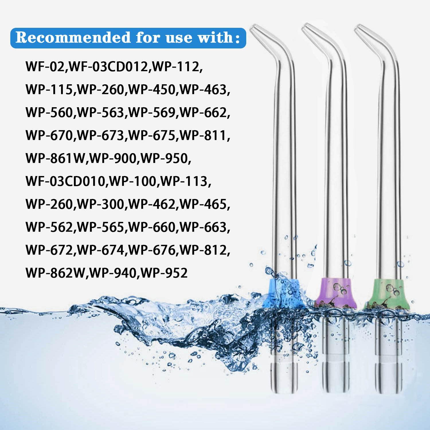 Tiankohelan 3 Pcs Replacement Heads for Waterpik Water Flossers Other Brand Oral Irrigators,Replacement Tips for Waterpik Water Flosser(Blue Purple Green)