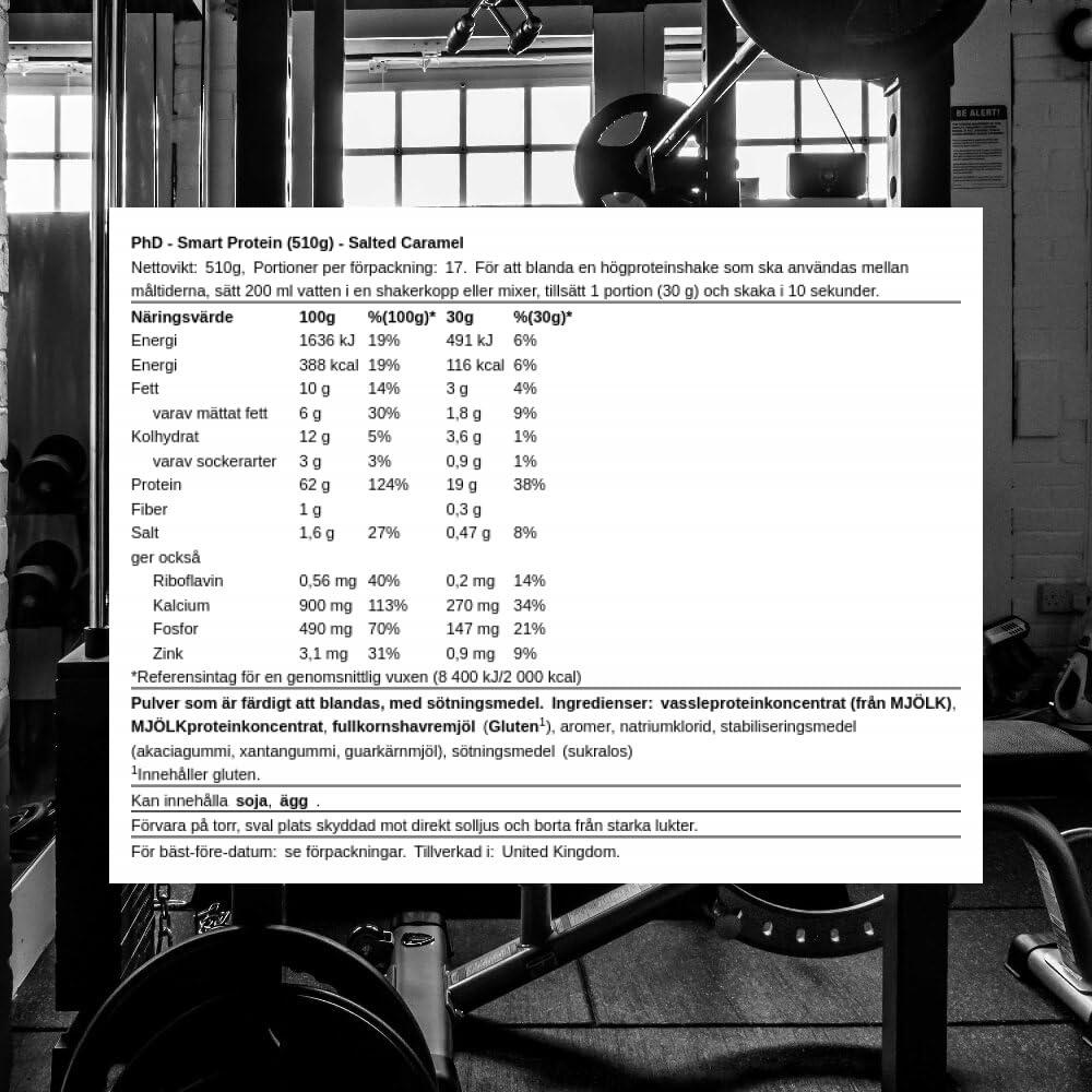 PhD Nutrition Phd Smart Protein, Versatile Shake, Ideal for Shakes, Baking and Deserts, Salted Caramel Flavour, 17 Servings per 510 g Bag