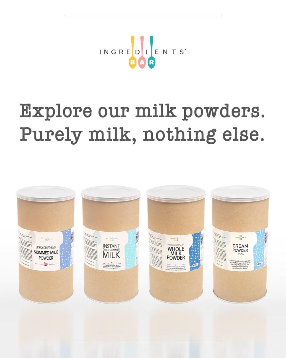 Ingredients Bar Whole Milk Powder 5kg | 100% Pure, No Additives or Emulsifiers | Full Cream Fat (26%) Powdered Dried Milk | UK Product