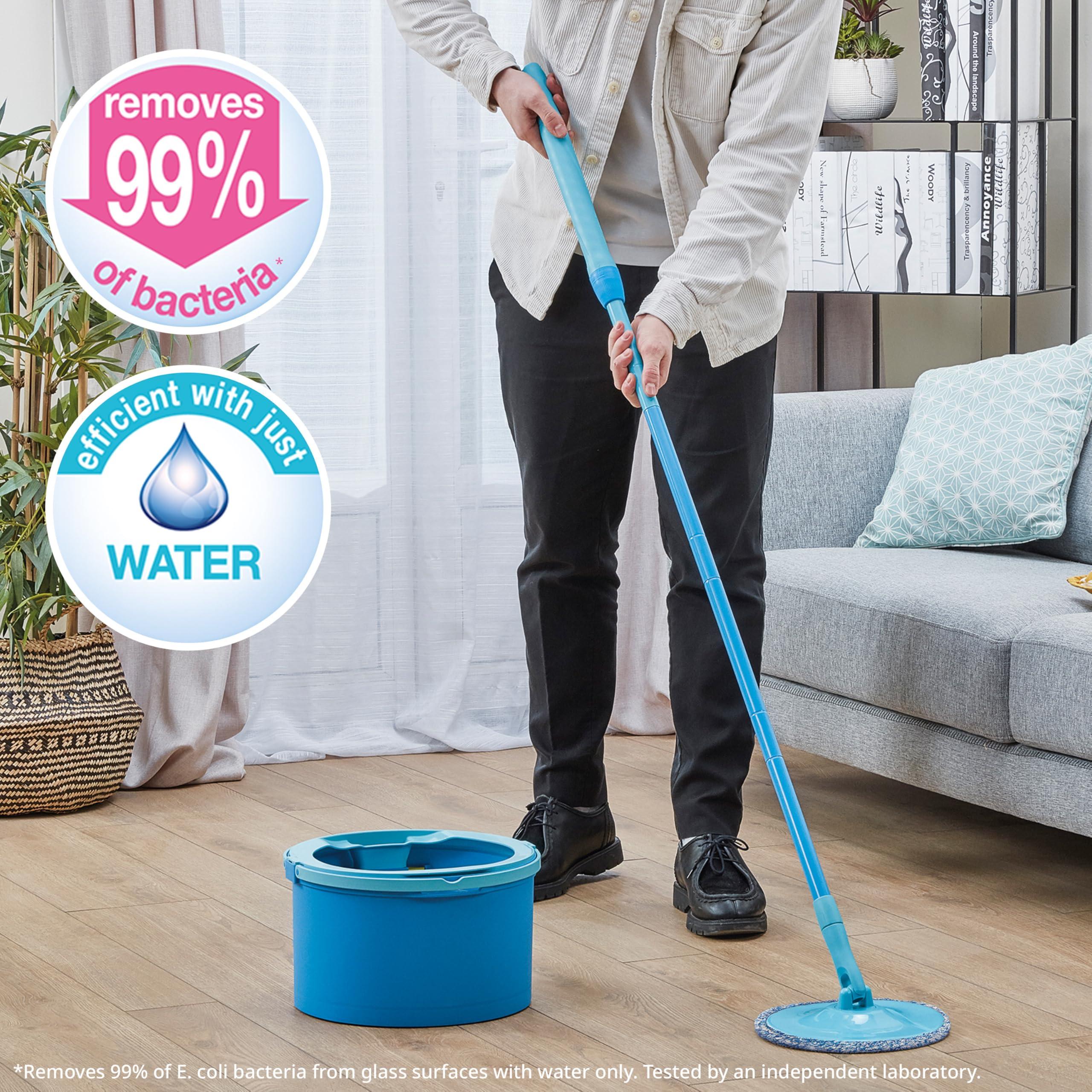Spontex Spontex Aqua Revolution System X\'tra Floor Mop and Bucket Set with Free Refill | Cleans Laminate, Wood & Tile Flooring | Flat Spin Mop with Microfibre Mop Head Refills, packaging may vary