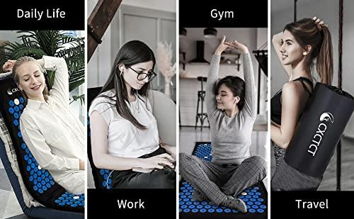 CXCTCT Extra Long Yoga Acupressure Mat Set,Massage Acupuncture Mat Large,Magnetic Mat Acupressure Bed of Nails Neck Back Pain Relief(Blue)