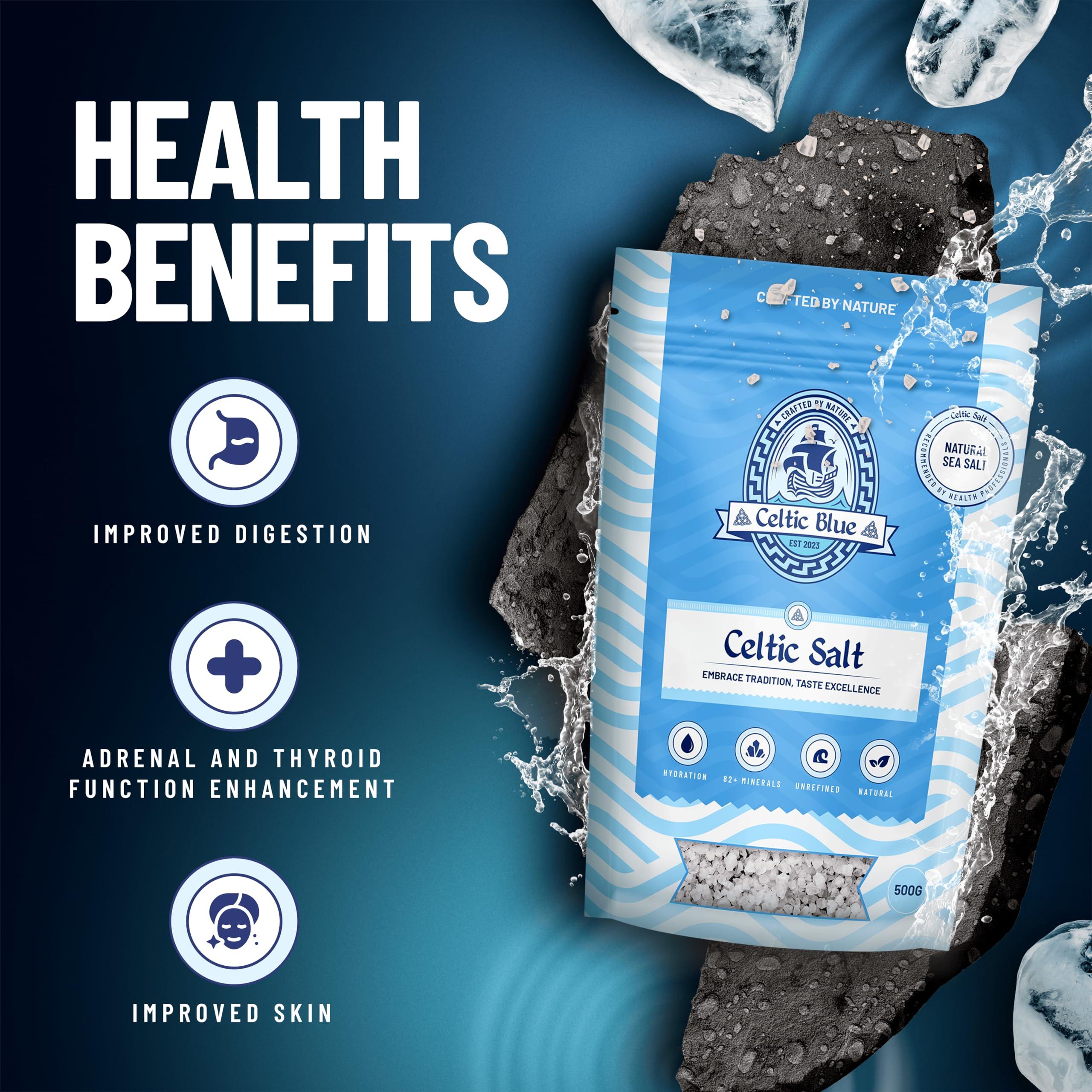 Celtic Blue Celtic Blue Celtic Sea Salt 500g | 100% Unrefined Coarse Celtic Sea Salt | 82+ Essential Minerals & Nutrients | Light Grey Celtic Salt | Traditionally Hand Harvested from Gurande, France