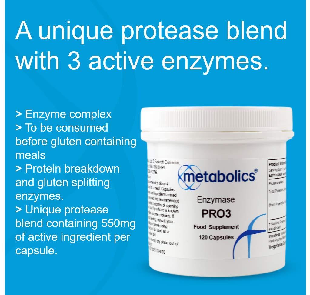 Metabolics Enzymase Pro3 by Metabolics | Enzyme Complex Capsules | A Protease Blend Containing 3 Active Peptidase Enzymes - Additive Free Enzyme Supplement