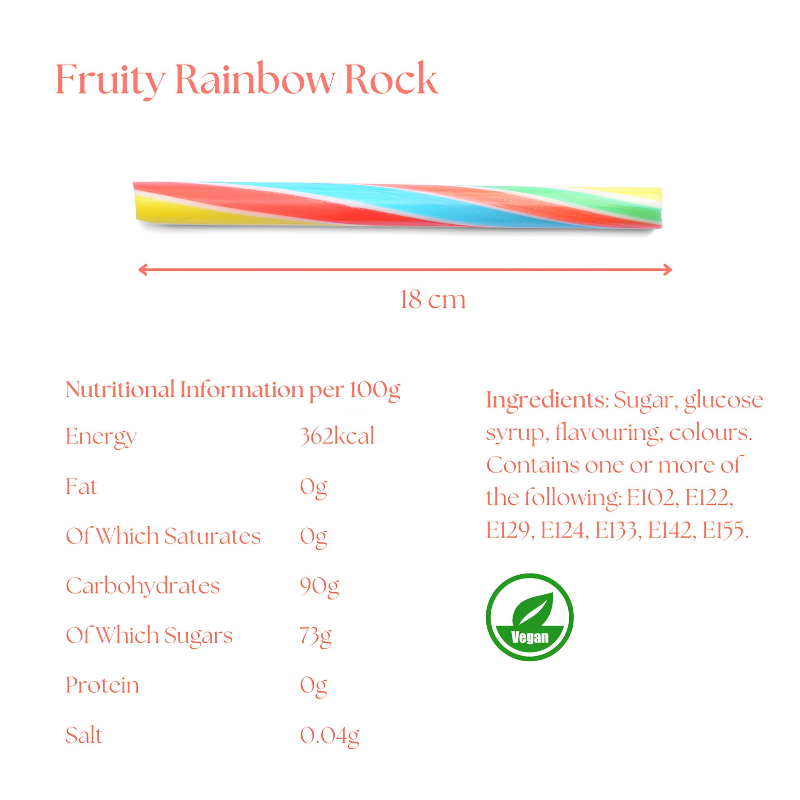 Wyeland Confectionery Traditional Handmade Rock Candy Sticks/Stick of Rock - Blackpool Rock and Seaside Rock sweets- Rainbow Fruit Flavour, 5 Sticks