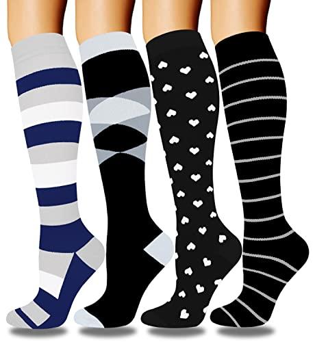 Aoliks Aoliks 4 Pairs Copper Compression Socks for Women & Men 15-20 mmHg,Best Support for Nurses Running Hiking