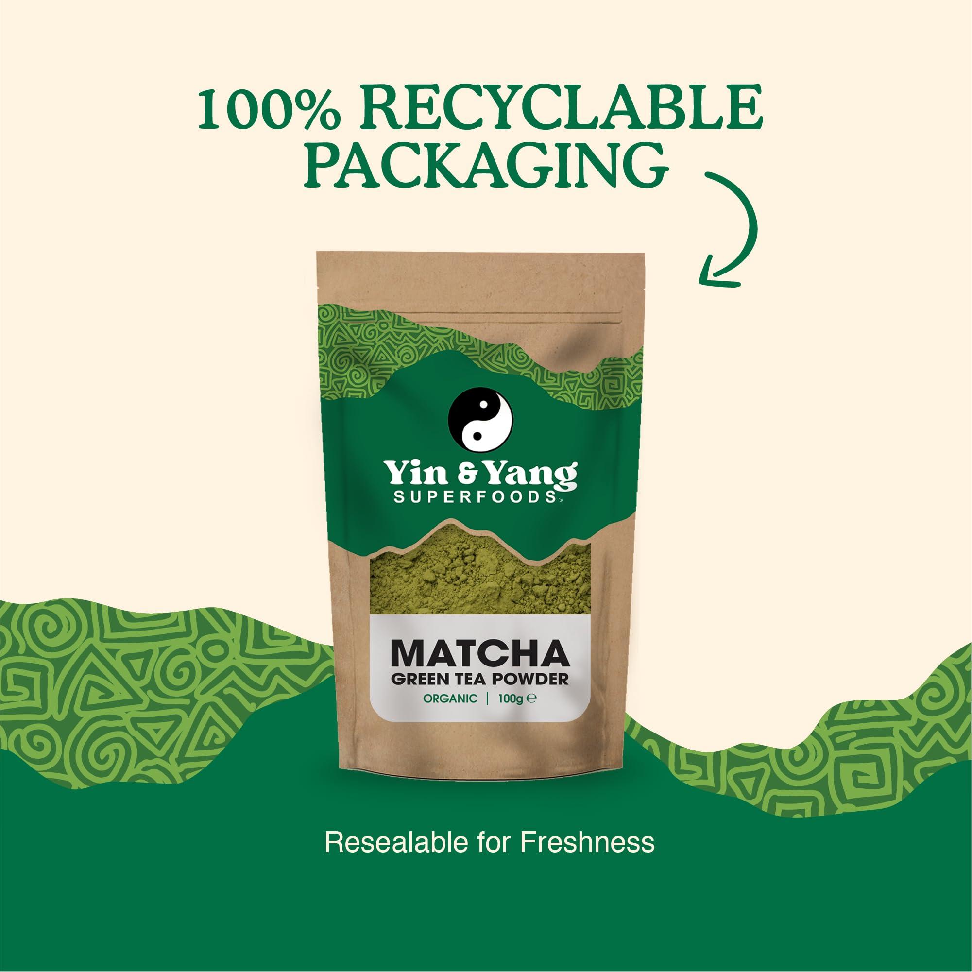 Yin & Yang Superfoods Japanese Organic Matcha Powder - 100g (33 Servings), by Yin & Yang Superfoods - Culinary Grade, Premium Quality, Natural Source of Energy, High in Antioxidants, Pesticide-Free, Vegan