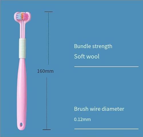 Gienslru Sensory Joy Toothbrush, 3 Sided Toothbrush, Three Sided Soft Hair Tooth Toothbrush, Soft Bristles V Shaped Toothbrush, Clean Every Tooth to Completely Cover The Toothbrush (Yellow (Child))
