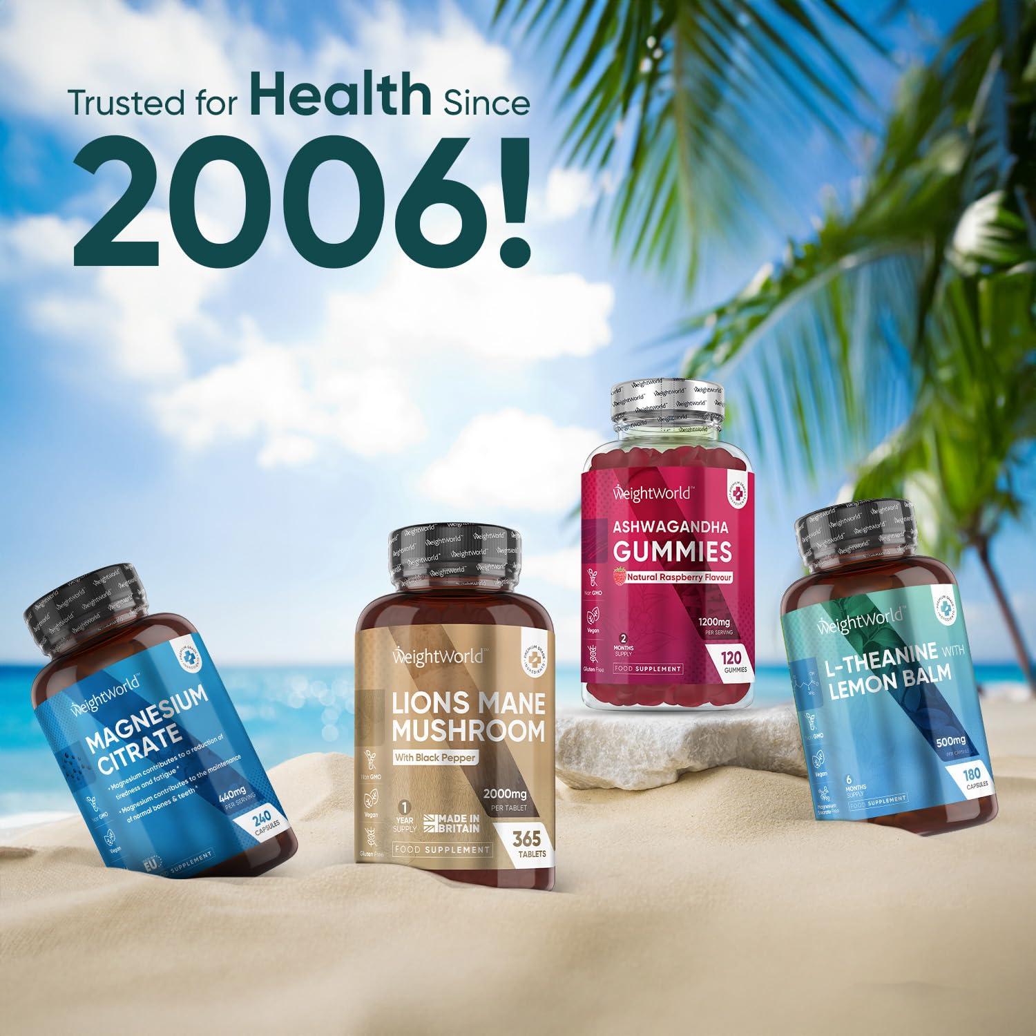 WeightWorld L Theanine with Lemon Balm 500mg - 180 Vegan Capsules - Natural Nootropics L-Theanine Supplements - High Strength L-Theanine Capsules - 6 Months Supply - Alternative to Coffee - Non GMO & Gluten Free