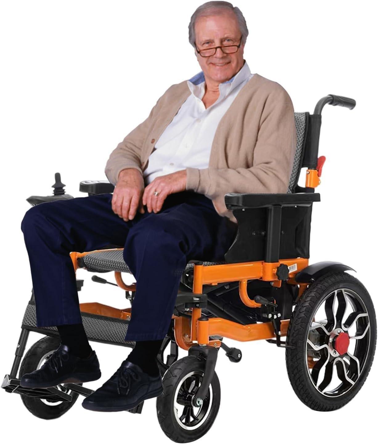 WETOBO Lightweight Foldable Electric Wheelchair for Seniors All Terrain Electric Wheelchairs for Adults Powerful Dual Motor Motorized Power Wheelchairs Up to 12 Mile Range 330 lbs Max Load