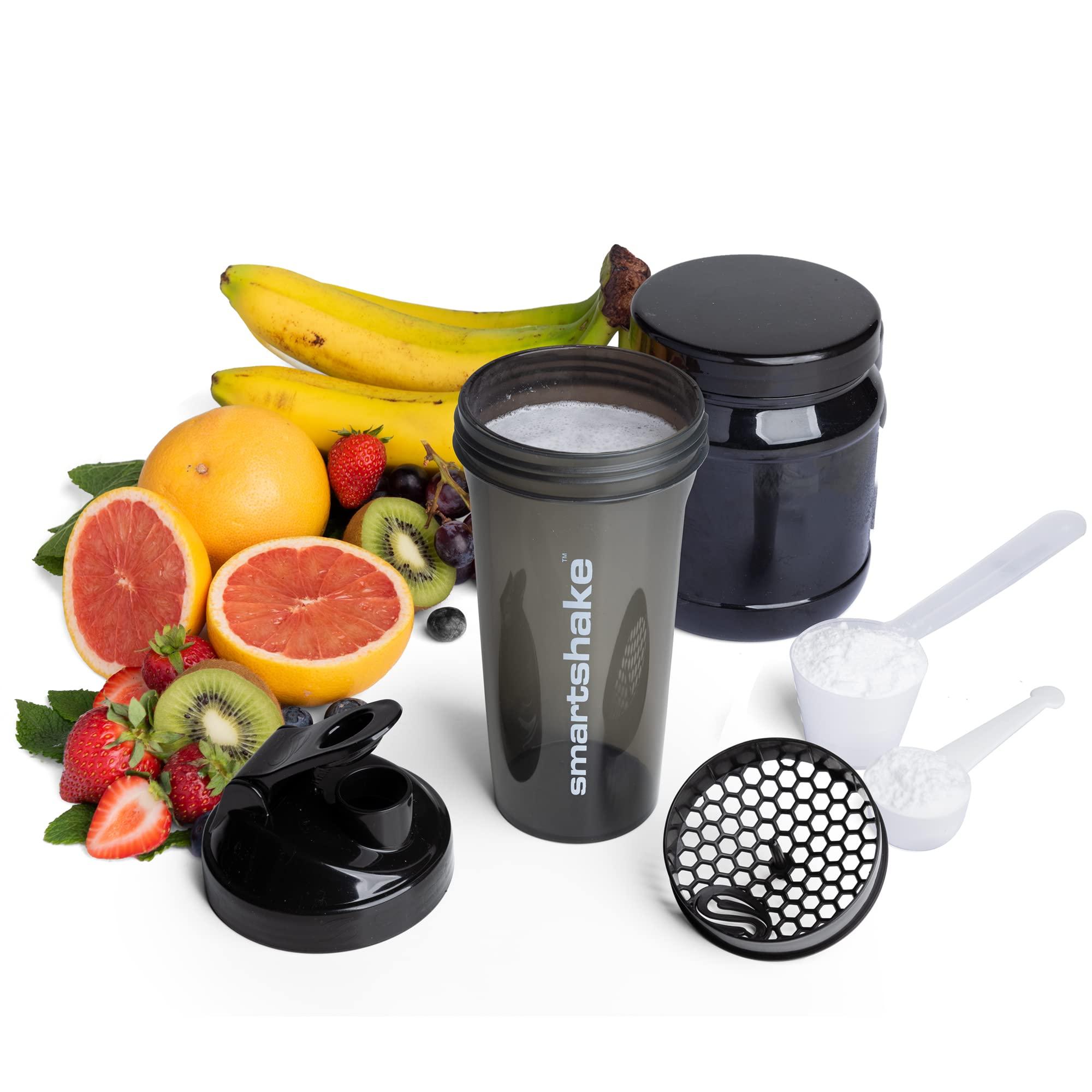 Smartshake Smartshake Glossy Lite Protein Shaker Bottle 800ml 27 oz Leakproof BPA Free Gifts for Mens Womens Gym Shaker Drink Bottle for Protein Shakes + Protein Powder - Black