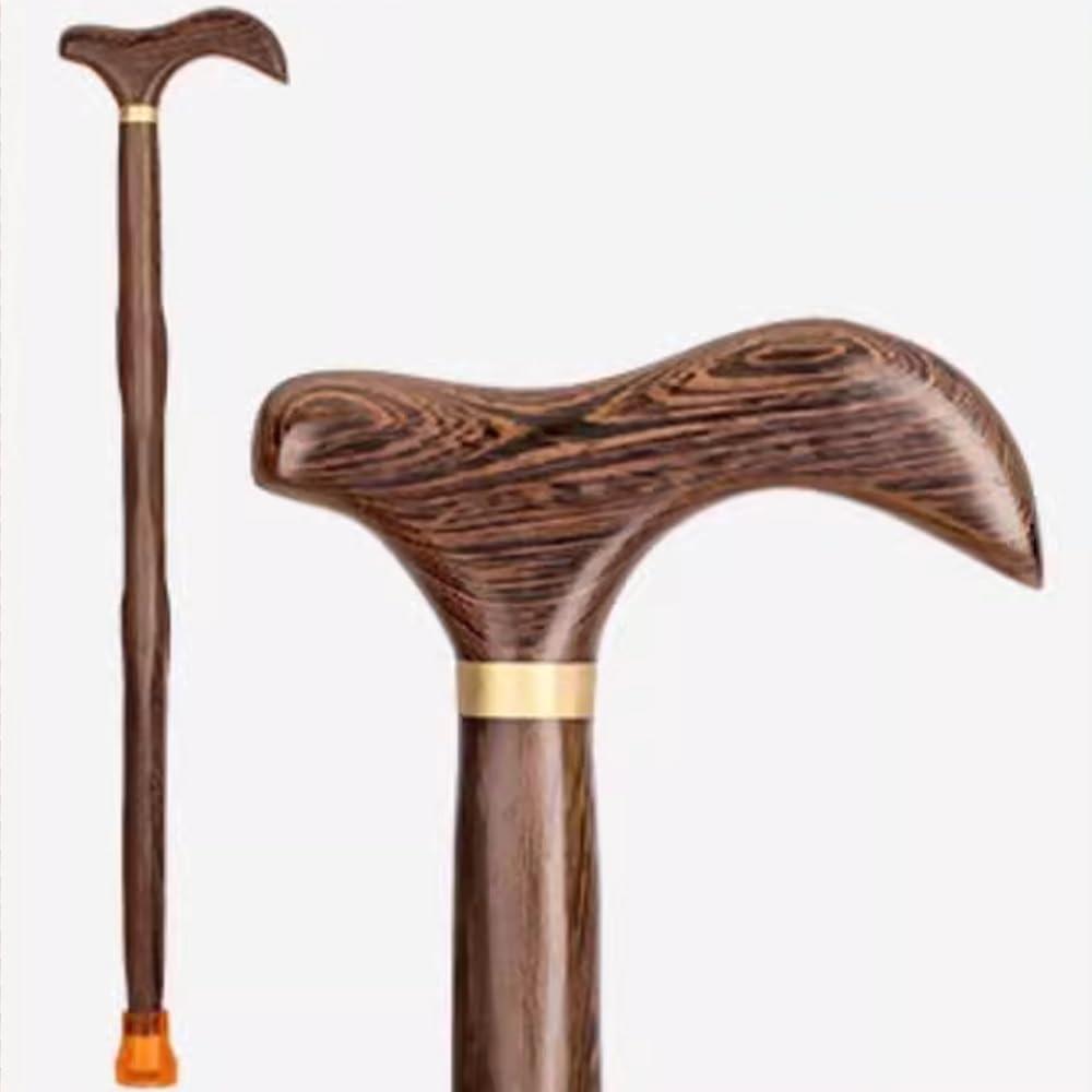 SKINCATE SKINCATE Solid Wood Walking Cane 31 Inch 33 Inch 35 Inch Single Crutch Handmade, Ergonomic Grip W/Wrist Strap Walking Sticks For Seniors, Men & Women(Color:A,Size:80cm)