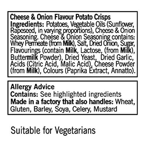 Walkers Walkers Cheese and Onion Crisps Multi-Pack Box, 32.5 g, Case of 32