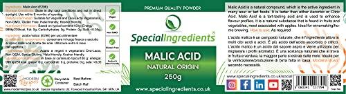 SPECIAL INGREDIENTS Malic Acid Powder 250g Premium Quality Natural Origin - Vegan, Non-GMO - Recyclable Container