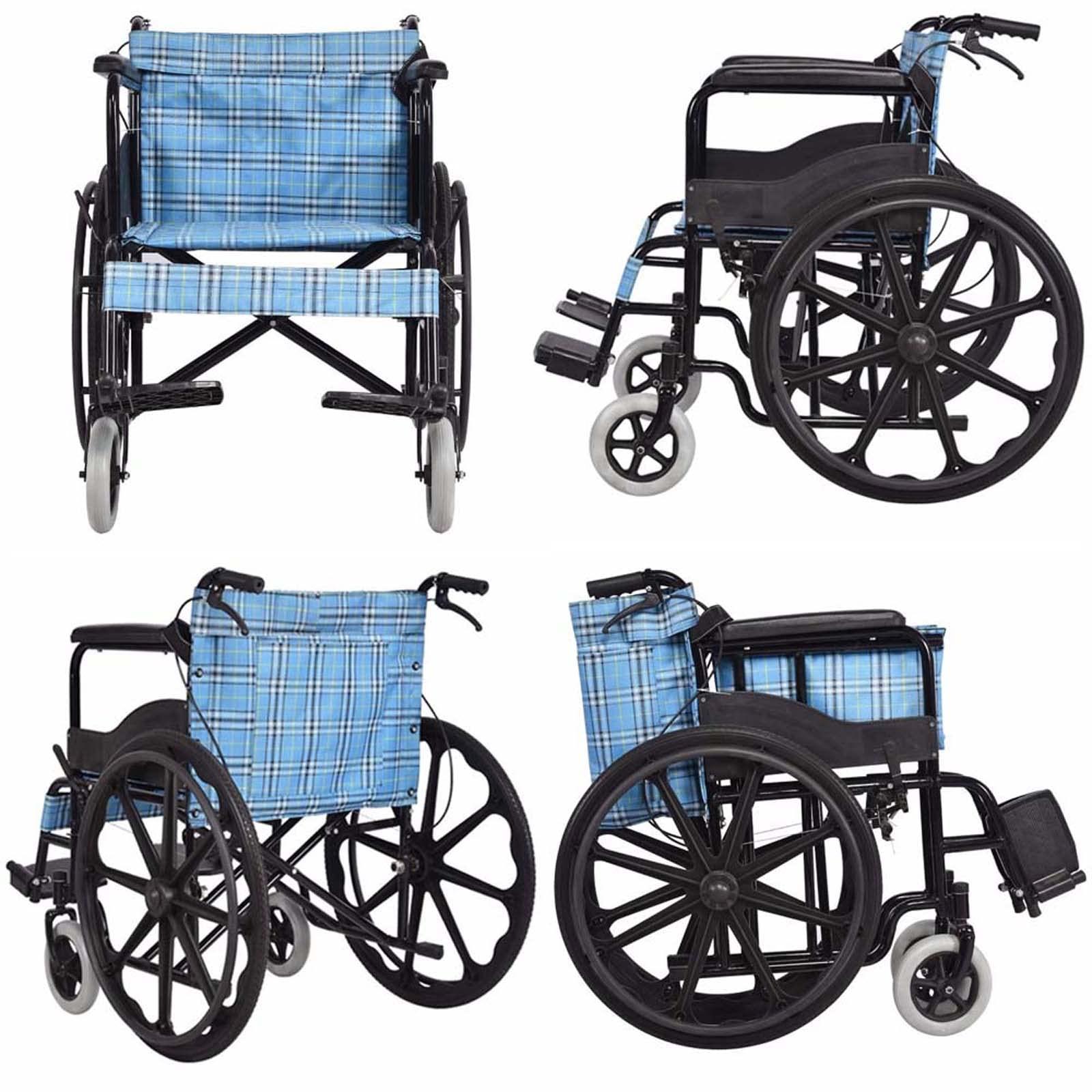 FreshCart Basics Heavy Duty Extra-Wide Wheelchair for Adults - 20 Seat, 418 lbs Weight Capacity - Folding Transport Chair with Full Arms & Swing-Away Footrests