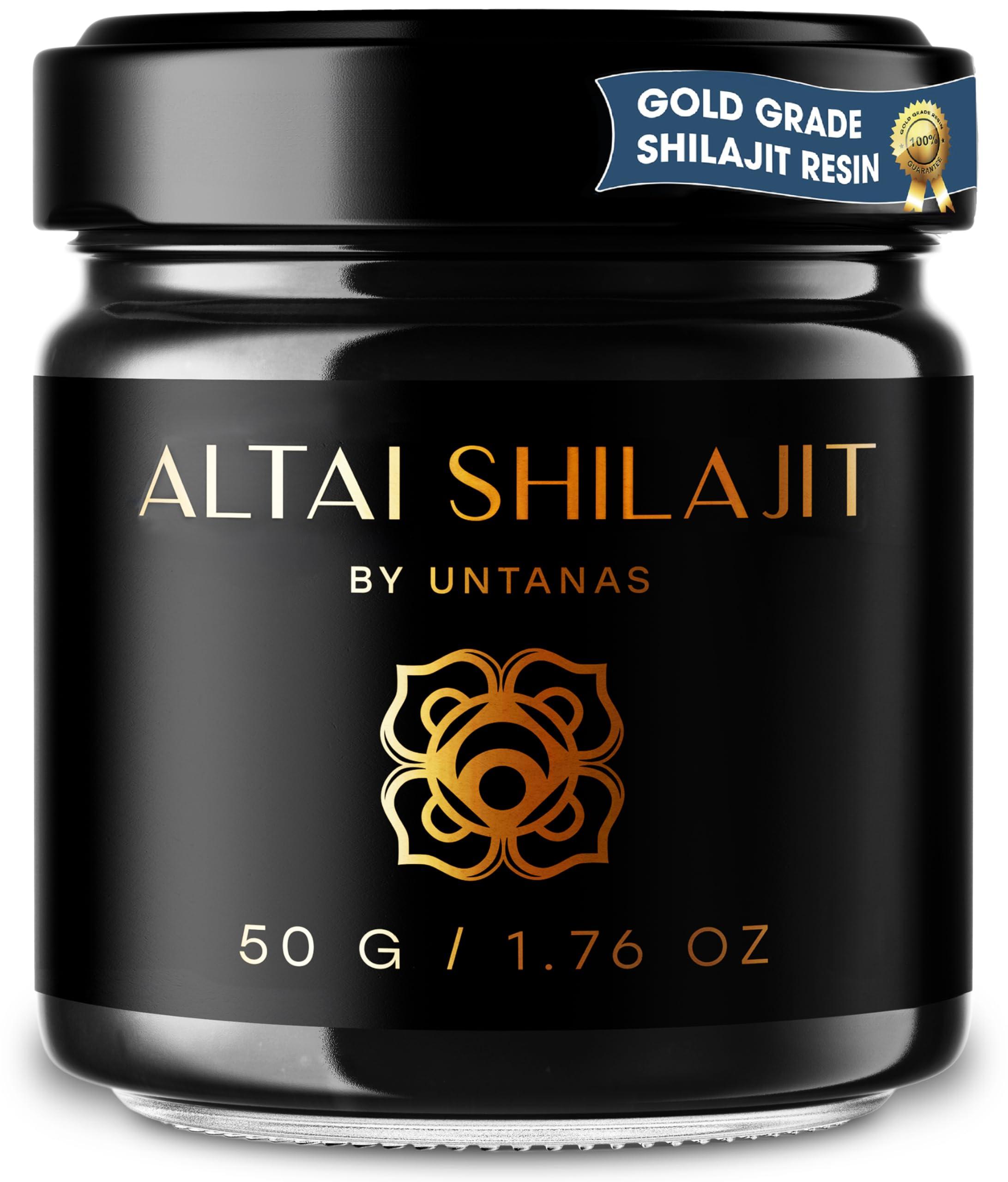 UNTANAS Altai Shilajit Resin - 50g Pure Shilajit - Gold Grade Shilajit - 6 Months Supply - for Vitality & Mental Clarity - Authentic Extraction Method - Fulvic Acid + Humic Minerals
