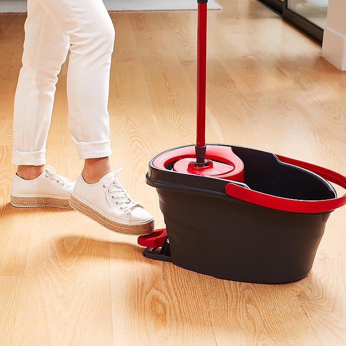 Vileda Vileda Easy Wring & Clean spin mop & bucket set with foot pedal | Vileda |3-Piece Handle 130 cm |Floor mop with spinning wringer | Turbo Refill 100% Microfibre mop head |