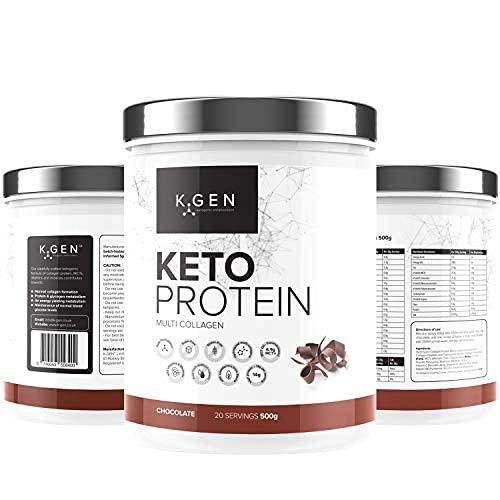 K GEN ketogenic enhancement K-GEN Keto Collagen Protein Powder Natural Multi Collagen Chocolate Blend, Coconut MCT Vitamin C+B6 | UK Made Advanced Ketosis for Keto & Paleo | Low Carb Free-from: Sugar, Whey & Gluten