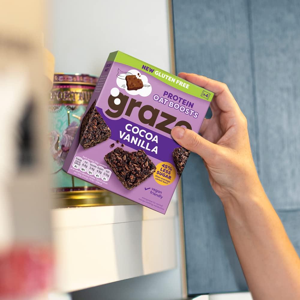 GRAZE Graze - Protein Oat Bars - Gluten Free & Vegan Cocoa Vanilla Protein Oat Boosts - Total 28 Healthy Snacks Multipack