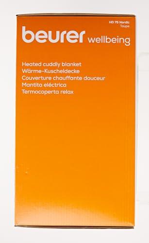 Beurer Beurer HD 75 Nordic Electric Blanket, Cuddly Heat Blanket in Fur Look, 6 Temperature Levels, Machine Washable, with Automatic Shut-Off, Beige/Brown, 180 x 130 cm