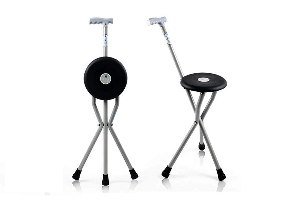 HWSY Cane Stool,Foldable Walking Sticks Stool,Walking Stick With Seat Aluminum Alloy Crutch Chair Tripod Walking Stick Stool Walker Old Man Lightweight Folding Non-slip Walking Stick,Grey Interesting