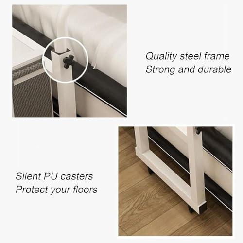 FreshCart Basics Laptop Bed Table Overbed Table With Wheels Adjustable Height, Portable Lap Desk, Breakfast Table, Serving Tray, Standing Workstation Food Tray Desk Rolling Medical Table(Color:Wood)