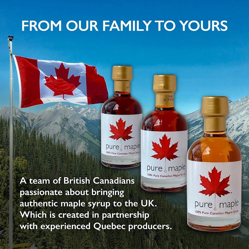 Pure Maple Pure Canadian Maple Syrup - Grade A - Ideal Topping for Porridge, Ice Cream, Fruit, Pancakes - 100% Natural Sweetener - 264g / 200ml (200ml, Dark)