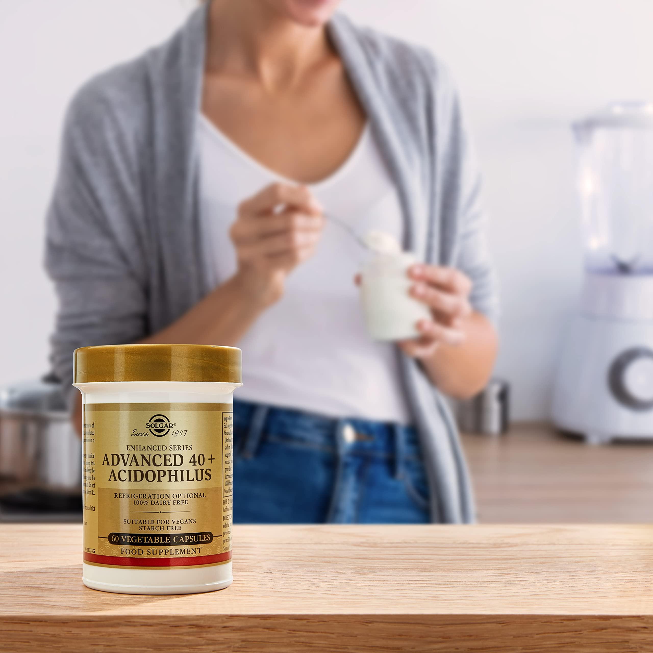 SOLGAR Solgar Advanced 40+ Acidophilus Vegetable Capsules - Pack of 120 - For People Aged 40+, With LA-5 and BB-12 - Maintains Healthy Bacteria Levels