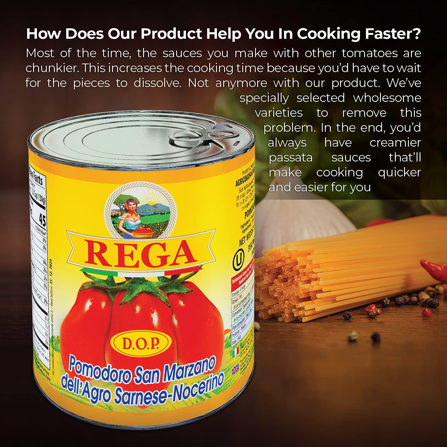 Rega Rega San Marzano DOP Tomato Pack of 4 (400g Each), Imported From Italy