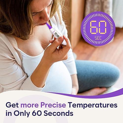 Easy@Home Ovulation Tracker Digital Basal Thermometer: Easy@Home BBT Thermometer for Fertility Prediction - Basal Body Thermometer for Accurate Temperature Monitoring with Premom App Purple DMT-3018