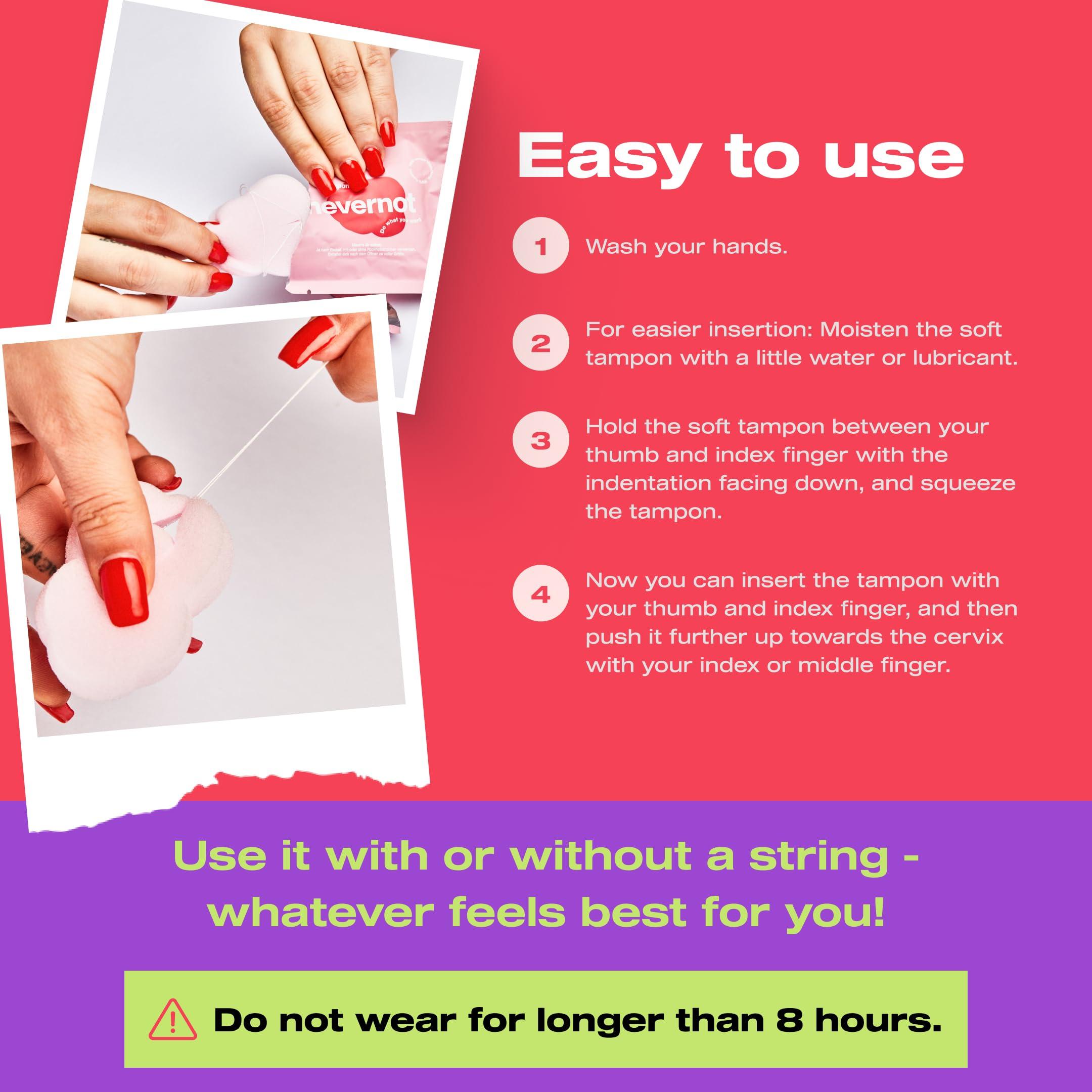 NeverNot nevernot Soft Tampons: Comfortable & Discreet Menstrual Sponge, Innovative Cloud Design with Optional Thread, Ideal for Sports, Swimming, Sauna, Pocket-Friendly and Easy to Remove, Pack of 150