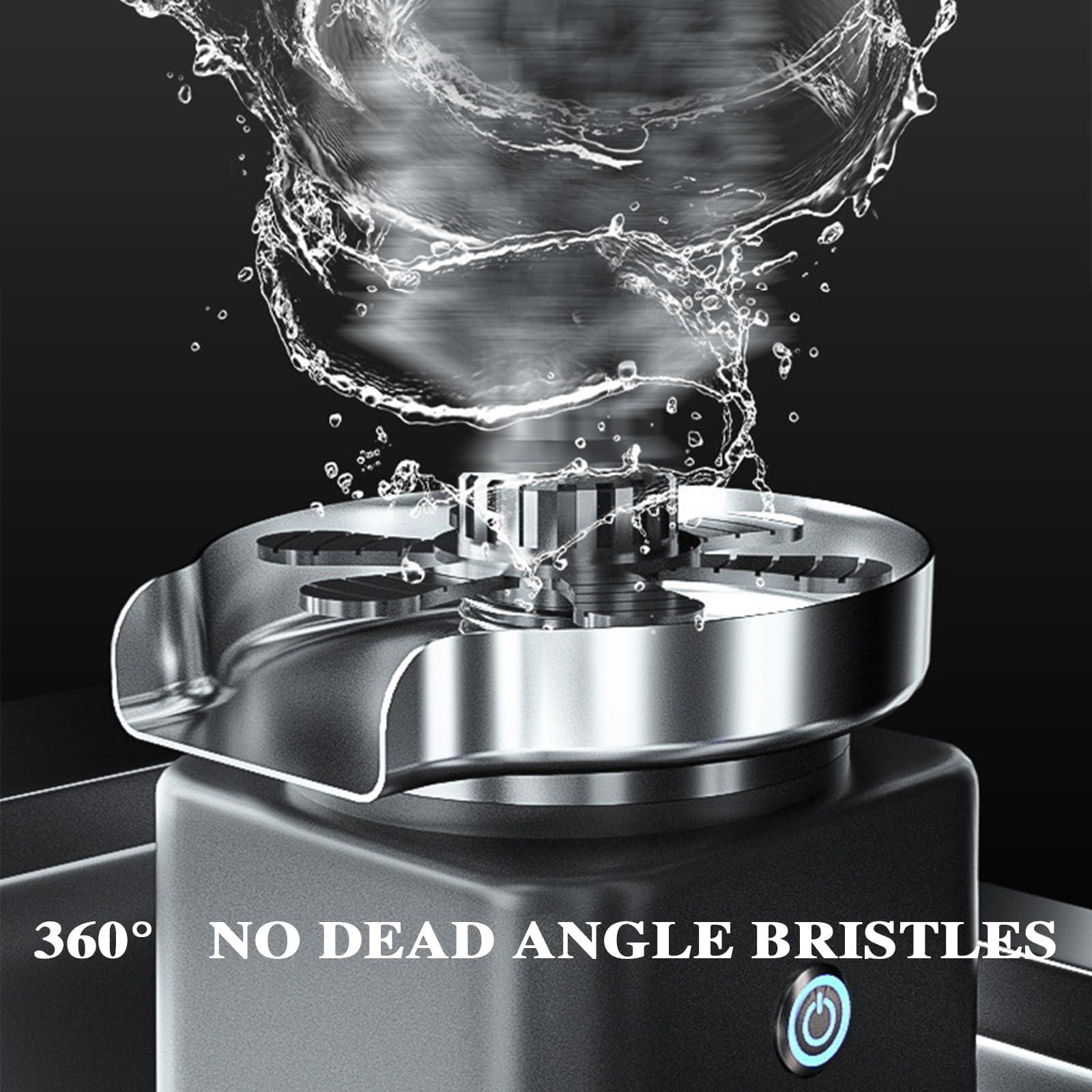 MaxtiL MaxtiL Automatic Cup Washer with Brush, Glass Rinser for Kitchen Sink, Bottle Washer, Faucet Glass Rinsing, 360 Rotary Jet, Brushed 304 Stainless Steel, for Home Bar Cafe black