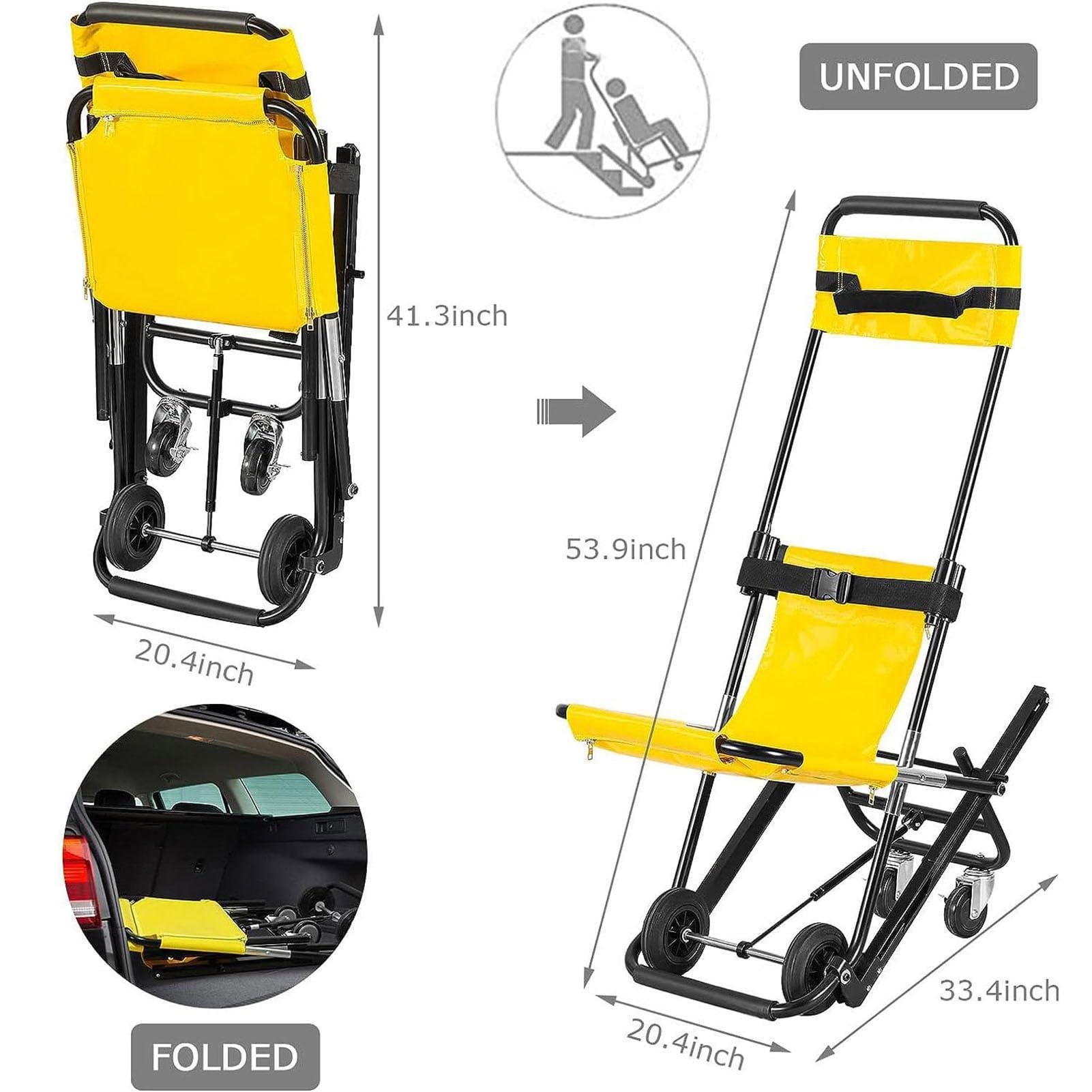 XLJLKJDS XLJLKJDS Stair Stretcher, Foldable Stair Chair Lift, Transfer Stair Chair Lift Assist Devices, Aluminum Light Weight Em-ergency Evacuation Climbing 2 Wheel Foldable Lift, Load 159kg