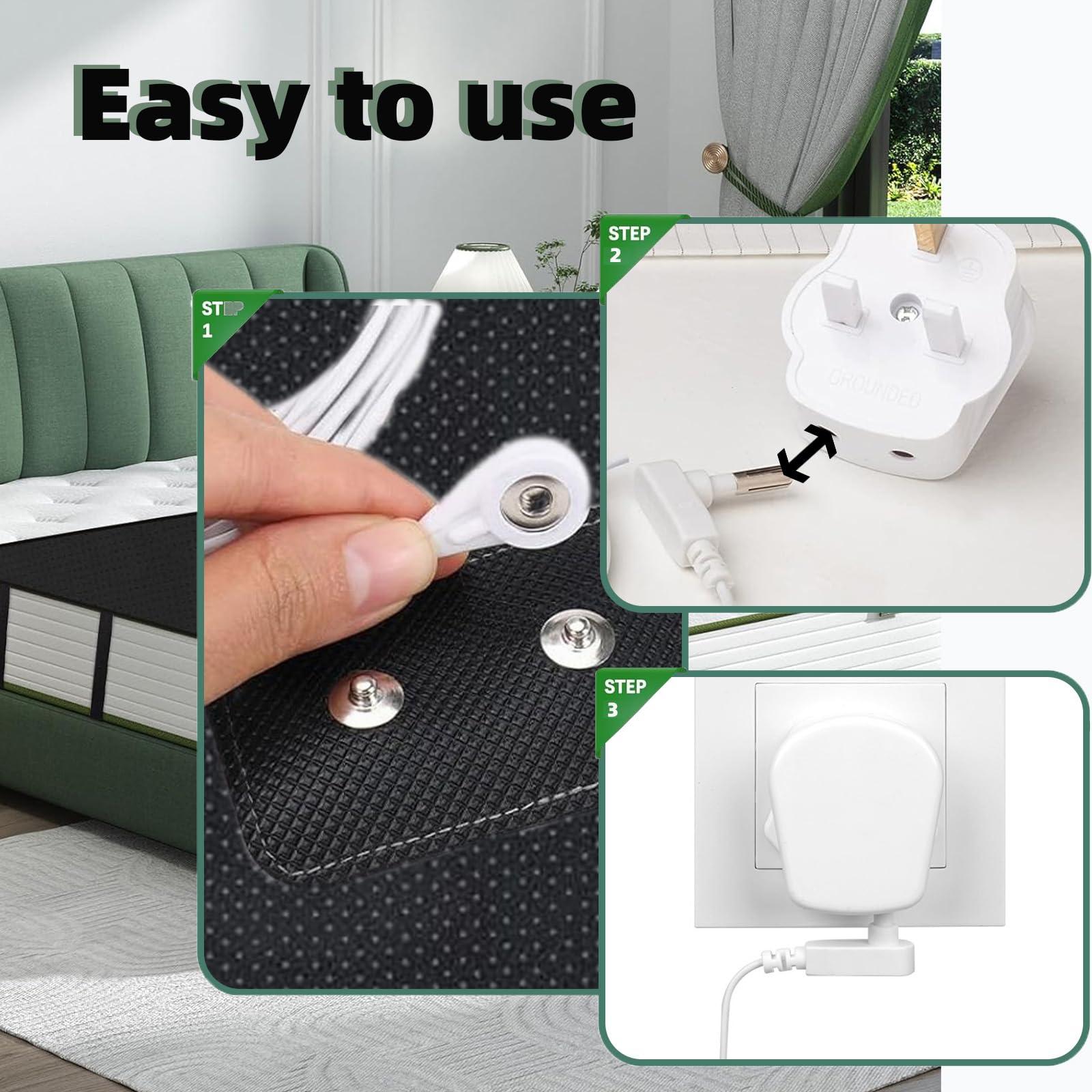 RIQINXIN RIQINXIN Conductive Grounding Mat Grounding Mattress Pad With 15ft grounding cord Perforated Design 100% Conductive PU Leather Grounding Mat for bed 55x71in Black