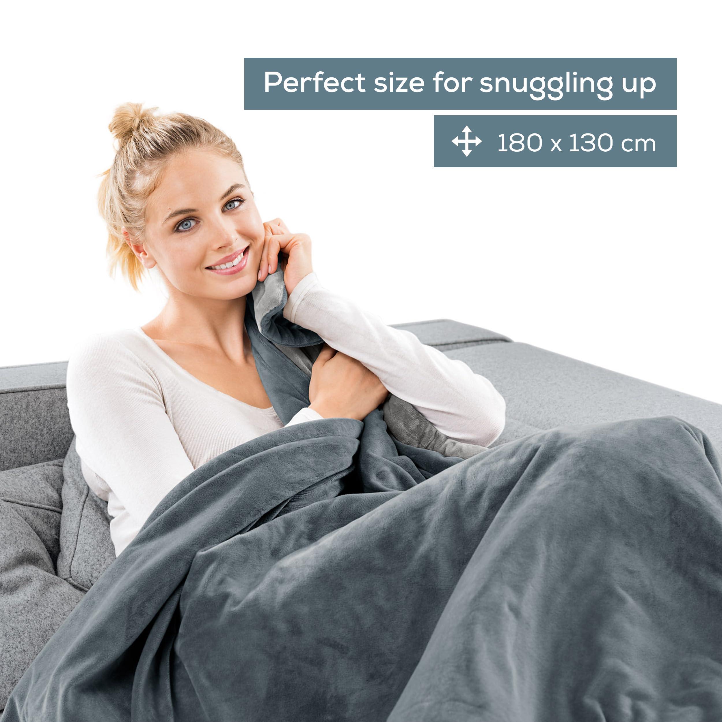 Beurer Beurer HD75 Electric Blanket with 6 Temperature Settings, Soft Heated Throw for Cosy Sofa Nights, Automatic Switch-Off & Safety System, Machine-Washable, Grey, 180 x 130 cm, 100 watts