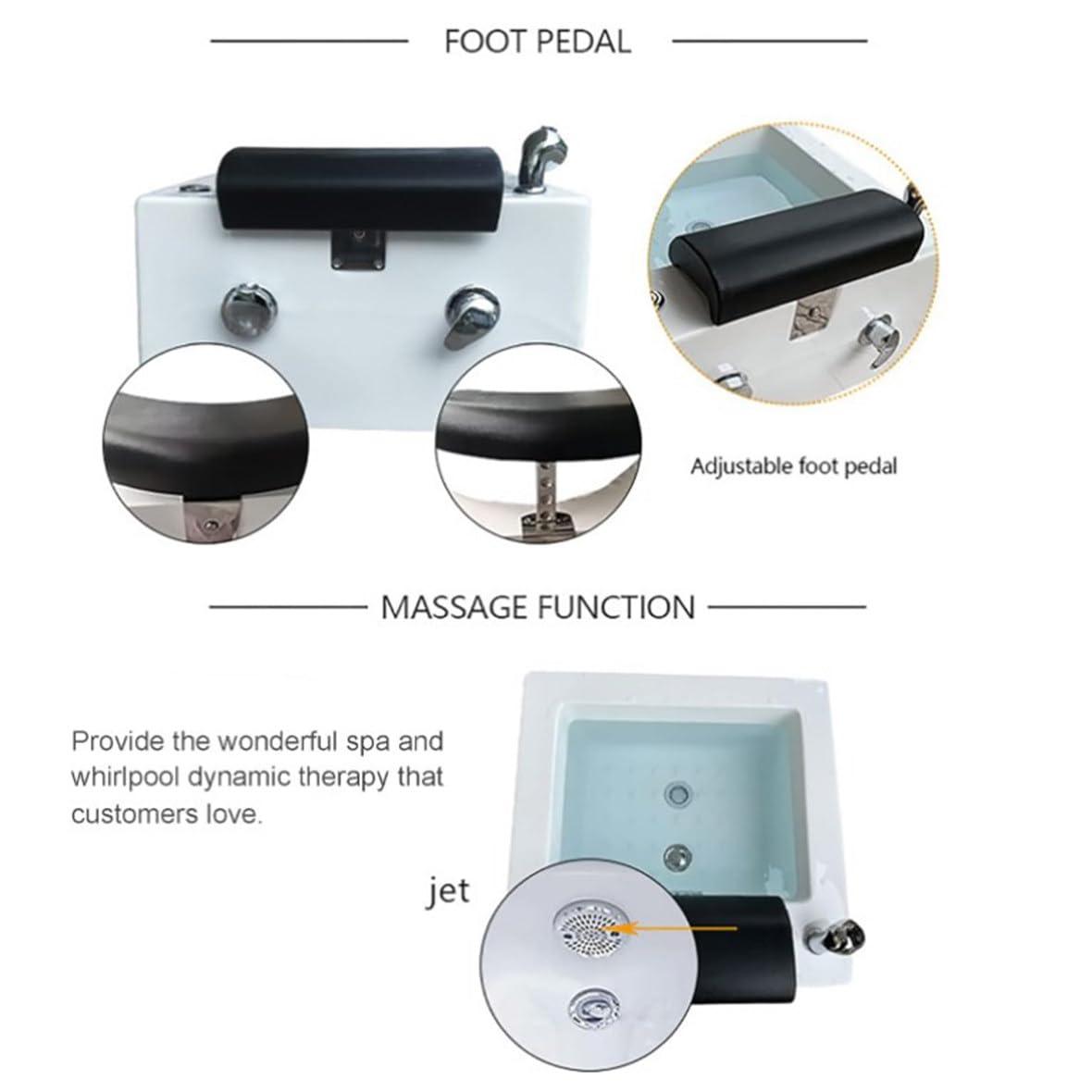 Generic Portable Pedicure Foot Spa Bathtub with Acrylic Chair - Relaxing Feet Spa Tub for Home and Salon Use - Shower Wash & Massage Features