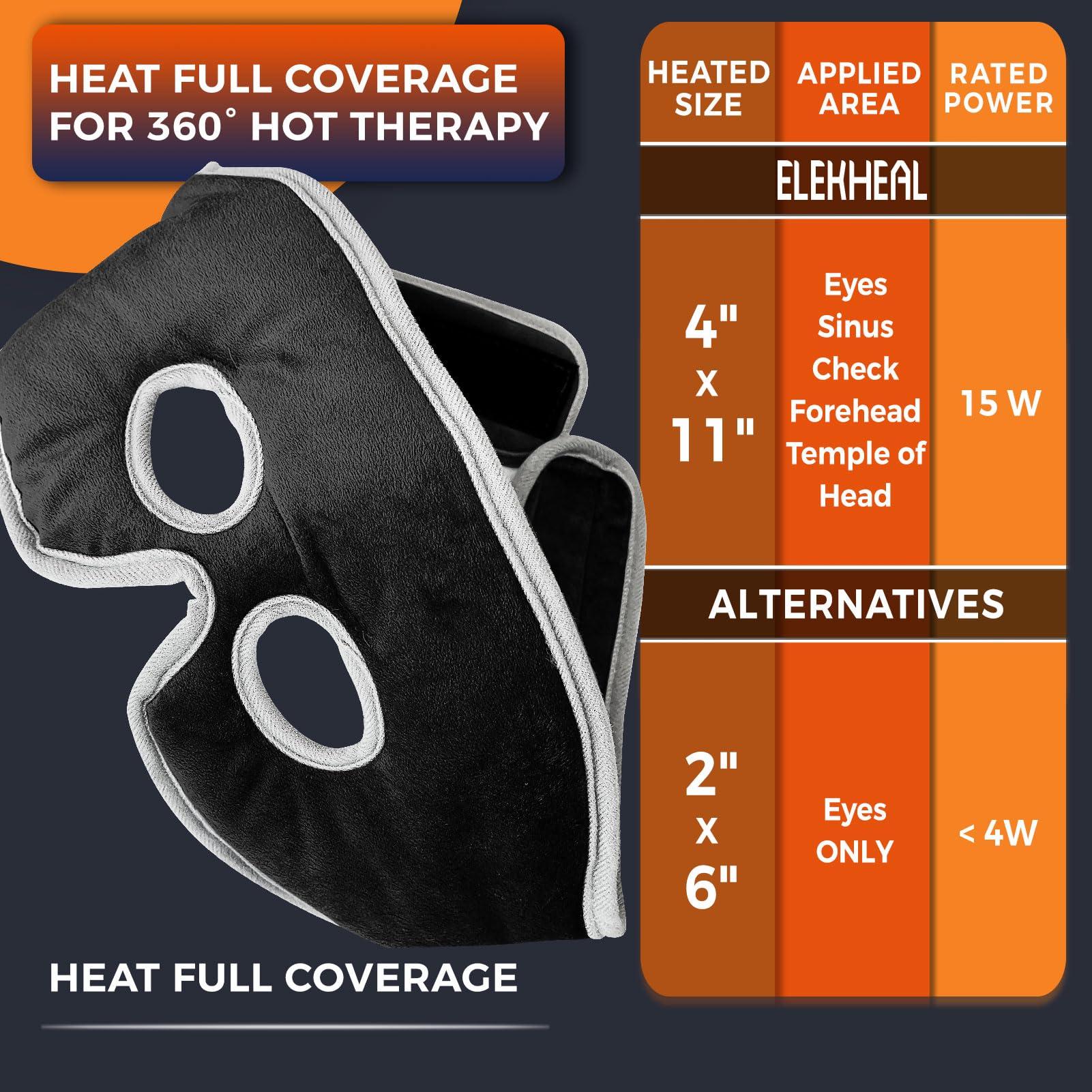 ELEKHEAL Sinus Relief Mask with 3 Heat Settings for Sinus Pressure Headache Relief, Extra Large Heated Eye Mask Electric Heating Pad for Face, Sinusitis, Dry Eye Therapy, Tension Headache Relief