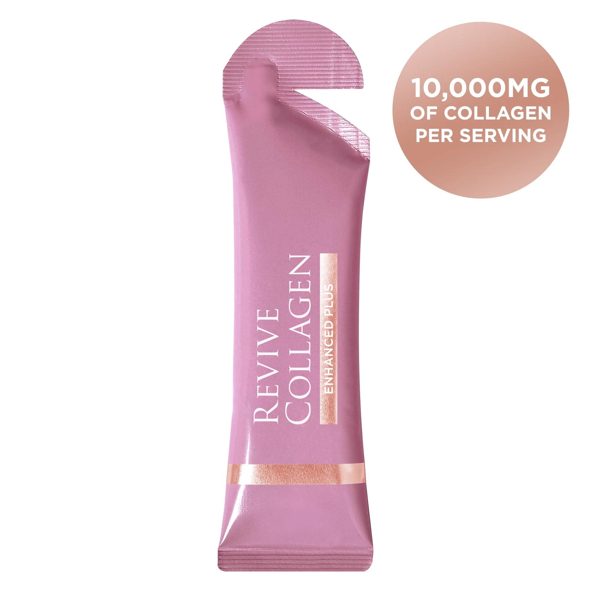 Revive Collagen Revive Collagen Enhanced Plus 10,000mg Hydrolysed Marine Collagen Drink with Added Vitamin A & C for Healthy Skin, Hair, Nails & Joints | Tropical | 14 x Sachets