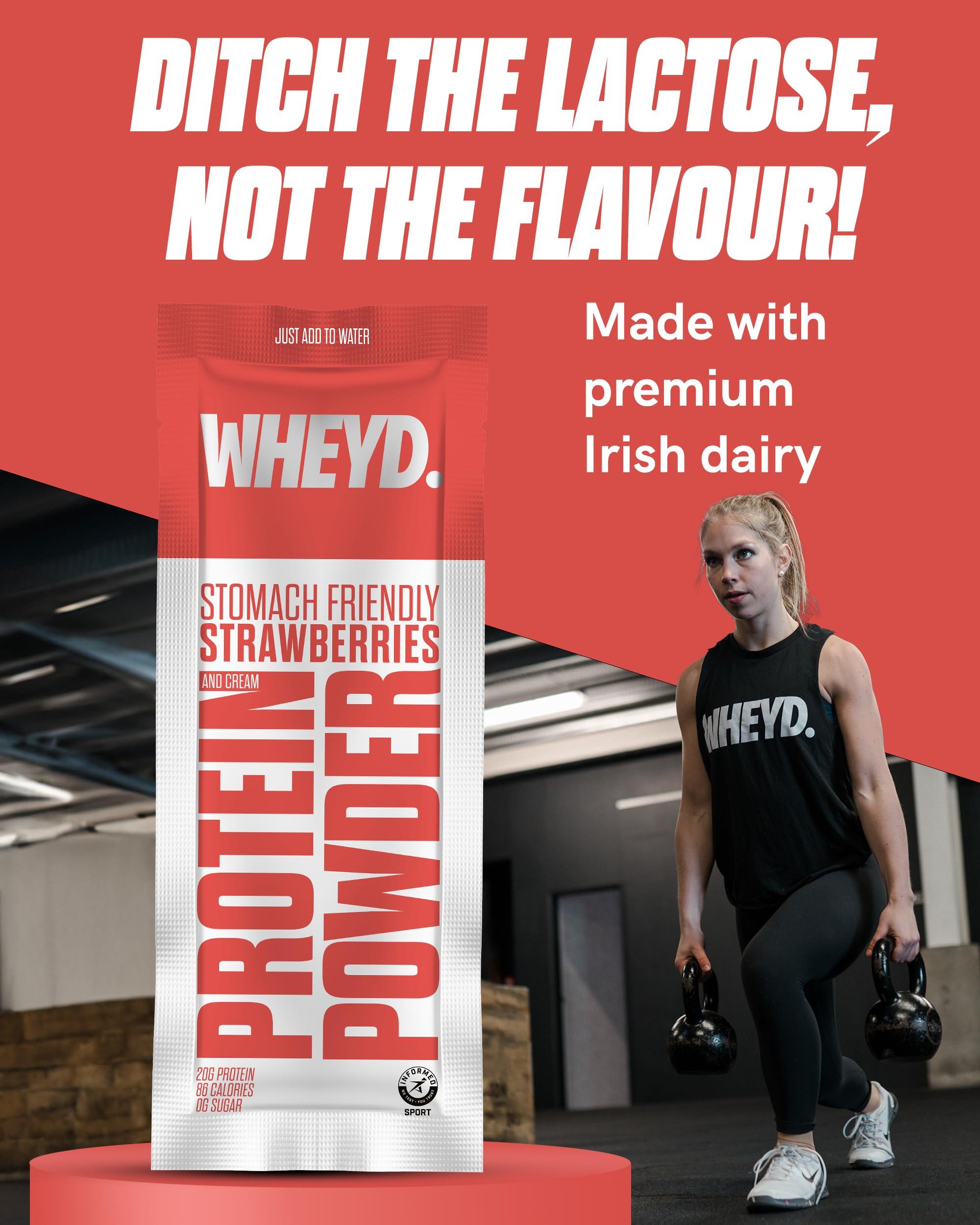 whey\'d WHEYD Hydrolysed Whey Protein Isolate - Grass-Fed, Low Calorie Whey Protein Powder - Made from Premium Irish Dairy, Low Lactose, No Digestive Issues - 24g Sachets, Box of 20, Strawberries & Cream