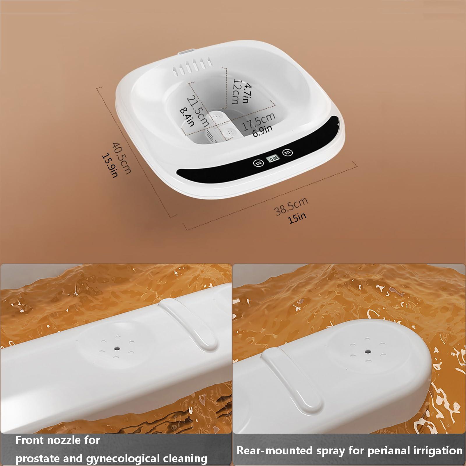 Eljeczt Eljeczt Sitz Bath Tub for Hemorrhoids Female Postpartum Sits Bath for Toilet Seat Dual Spouts Butt Bath Basin Portable Water Spray Style Real-time Water Temperature Measurement